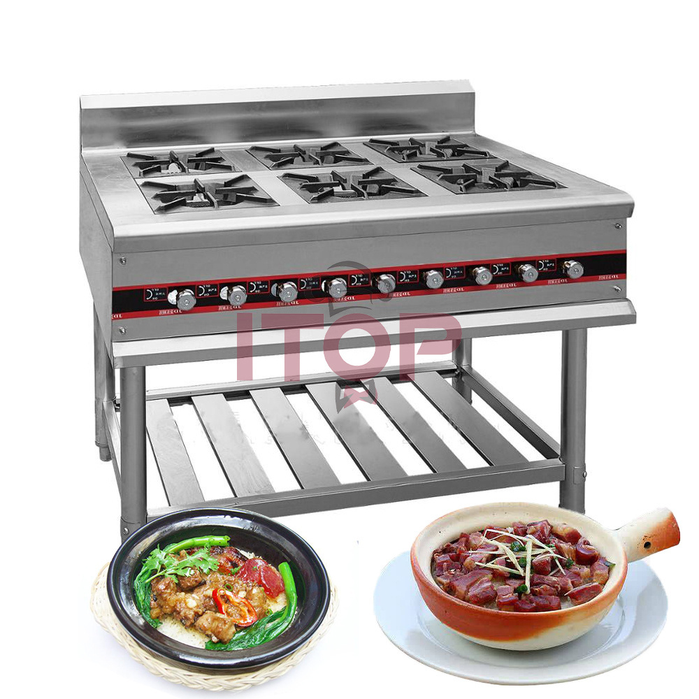 best sale 6 head gas stove burner Free Standing Assembled 6 burners Gas Cooking Stove Range