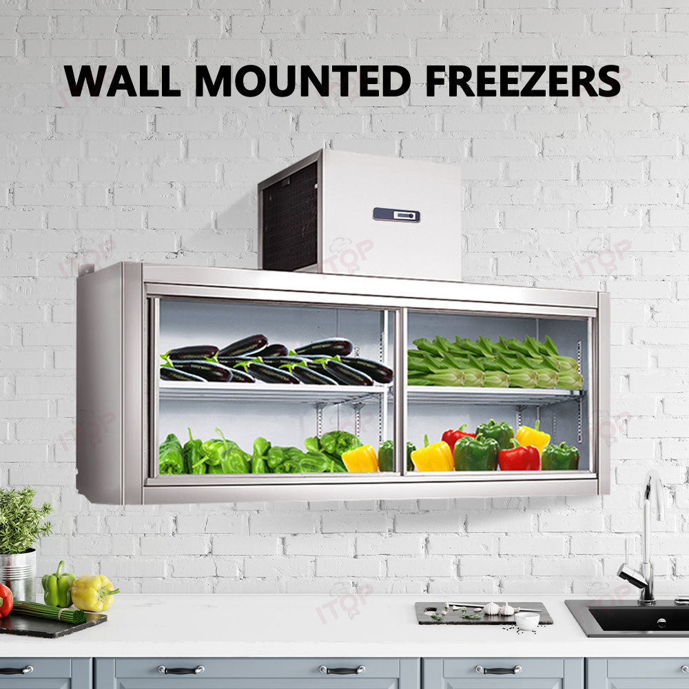 Commercial Kitchen 138L Refrigerator Hanging Refrigerator Glass Door Chiller