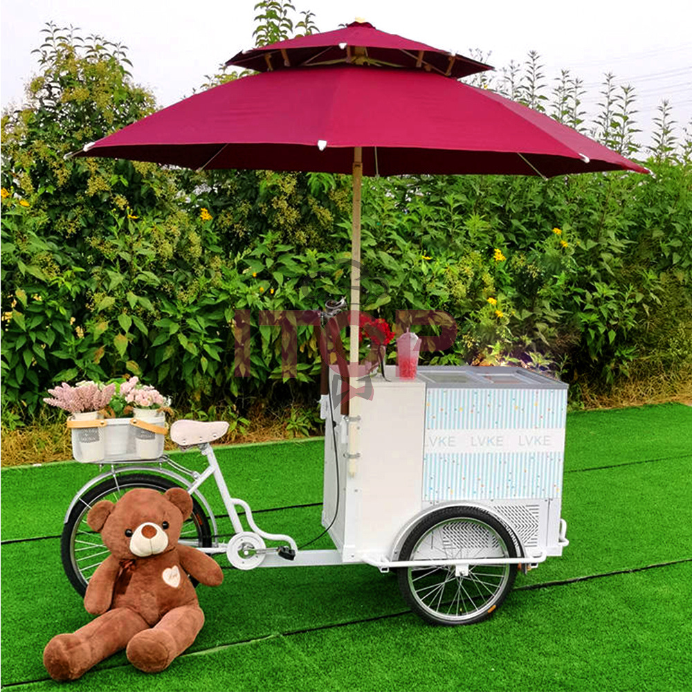 Commercial Cargo Tricycle 3 Wheel Ice Cream Bike New Mobile food truck in Europe