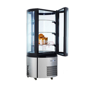 Air Cooling Bakery Refrigerator Upright Round Cake Display Chiller  Commercial Rotating Cake Display Refrigerator