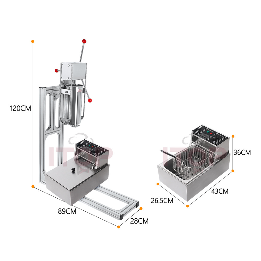 Automatic Churros machine  With 6L Electric fryer Commercial snack machine  food cart churros maker with factory price