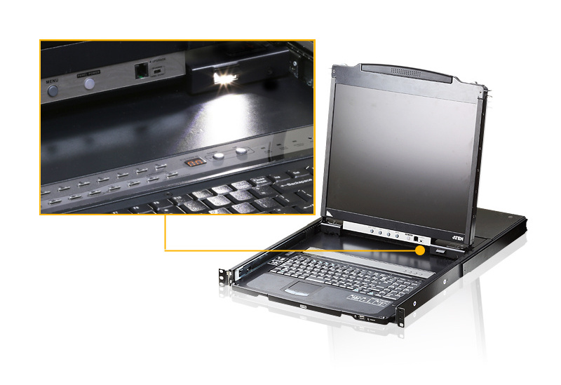 ATEN 19-inch dual-rail LCD console with USB and PS/2 compatibility KVM Switch CL5800N CL5808N