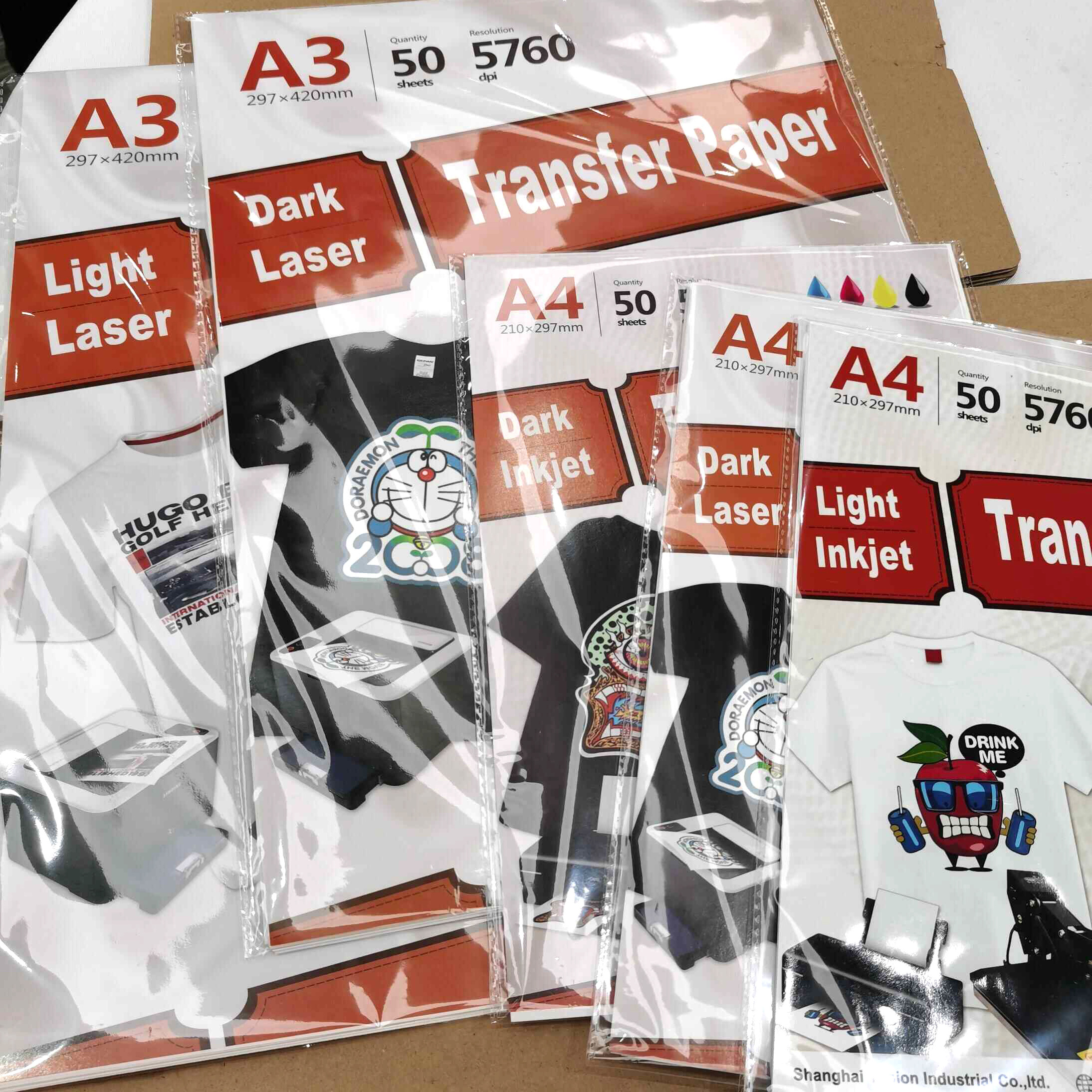 factory Outlet OEM Custom A4 A3 11*17 Dark Transfer Paper Heat Printing Inkjet Transfer Paper for Dark/Light Fabric