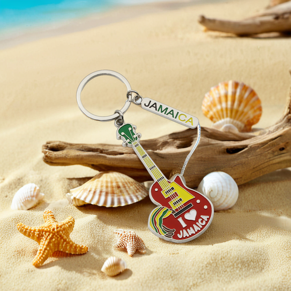 Travelpro Customized Guitar Style Metal Key chain with Jamaica Custom Design  Logo Tag keychains for Keyring Souvenirs Gifts