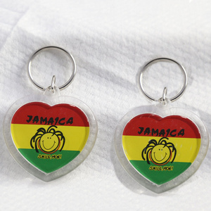 Travelpro Custom Heart-shaped Acrylic Souvenir Key Ring Jamaica Style Picture Key Chain for Tourist Keychain Accessories Gifts