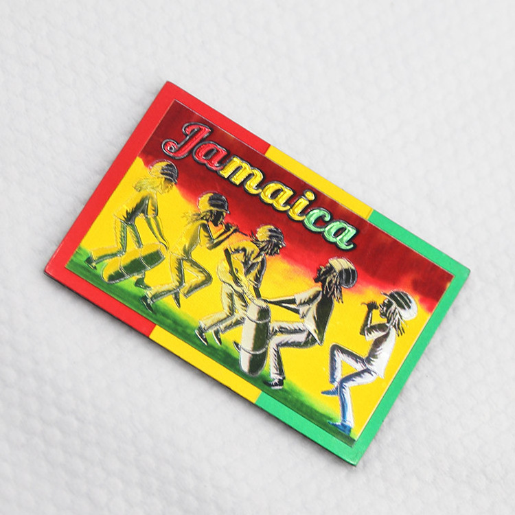 Promotional High Quality Custom Jamaica Folk-style Design Foil Fridge Magnet Fridge Souvenir Gifts for Tourist