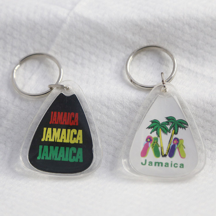 Travelpro Custom Heart-shaped Acrylic Souvenir Key Ring Jamaica Style Picture Key Chain for Tourist Keychain Accessories Gifts