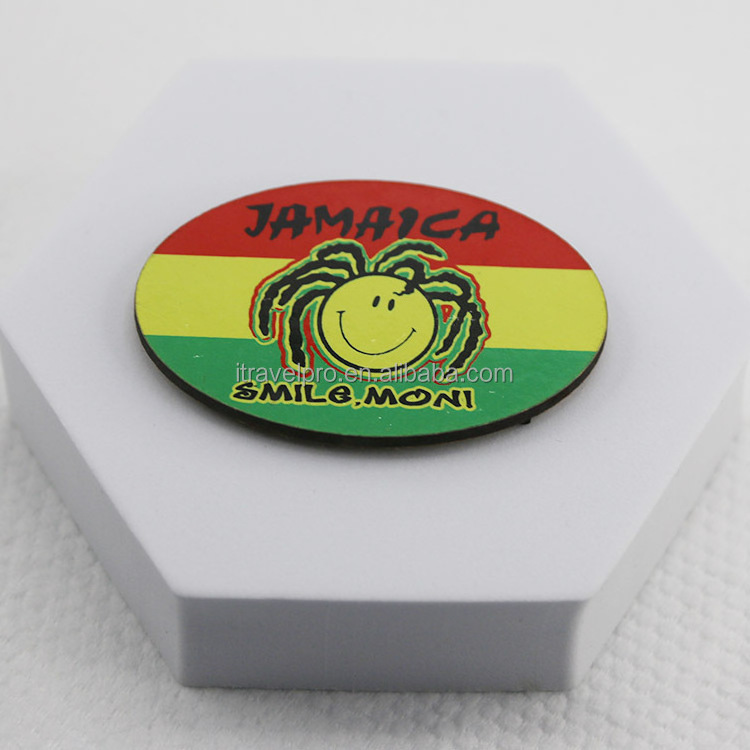 Travelpro Customized Souvenirs Wood Mdf Fridge Magnet with Jamaica Design and Logo Round Personalized magnets for Refrigerator