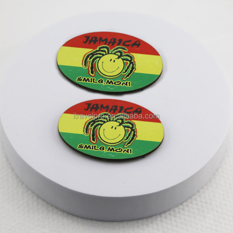 Travelpro Customized Souvenirs Wood Mdf Fridge Magnet with Jamaica Design and Logo Round Personalized magnets for Refrigerator