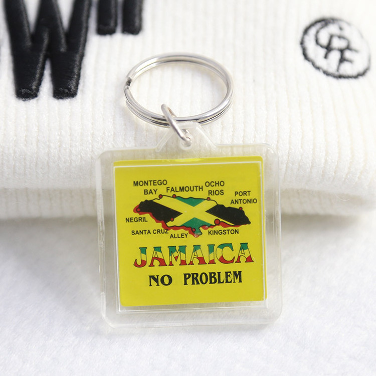 Travelpro Customized One Piece Acrylic Keychain Personalized key Chain with Jamaica style picture Keyring Accessories Souvenirs