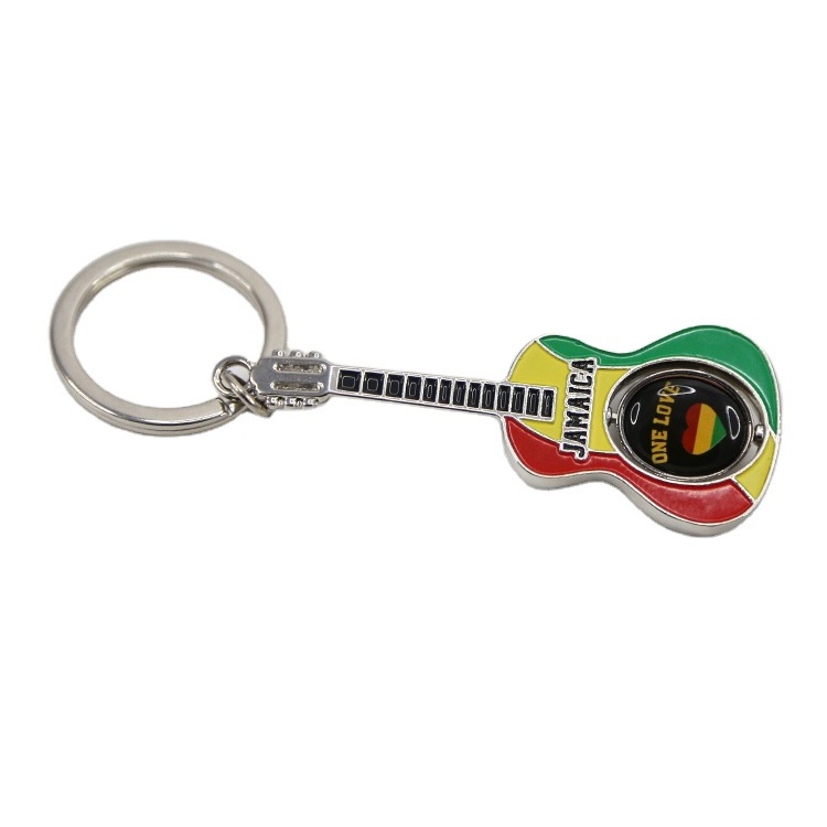 Travelpro Keychain Wholesale Supplier Custom Guitar Shape Jamaica Metal Key Chain Tourist Keyring Accessories Souvenirs as Gifts