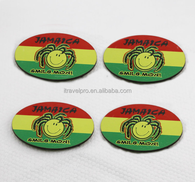 Travelpro Customized Souvenirs Wood Mdf Fridge Magnet with Jamaica Design and Logo Round Personalized magnets for Refrigerator