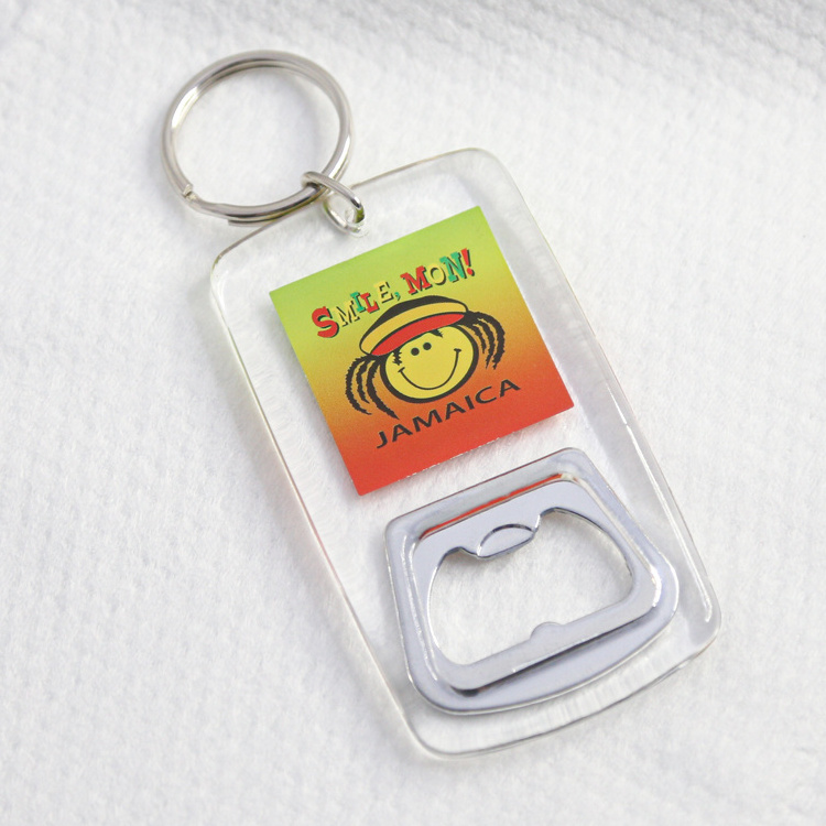 Travelpro Personalized Tourist Souvenir Keychain with bottle opener Custom Keyring with Picture as Jamaica Souvenirs Gifts