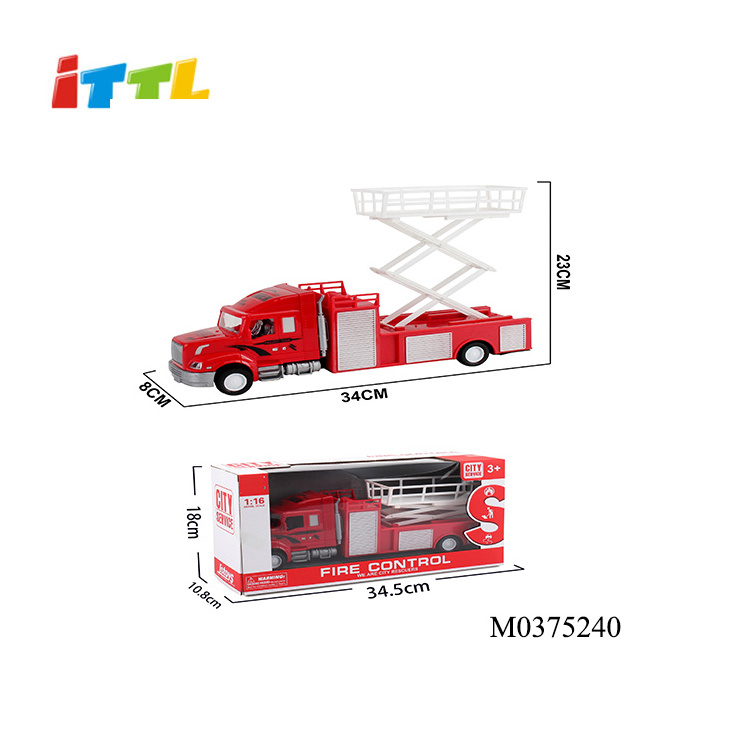 Friction Powered Car Fire Engine Truck with Water Pump 1/16 Scale Car Fire Truck Toy for Boys