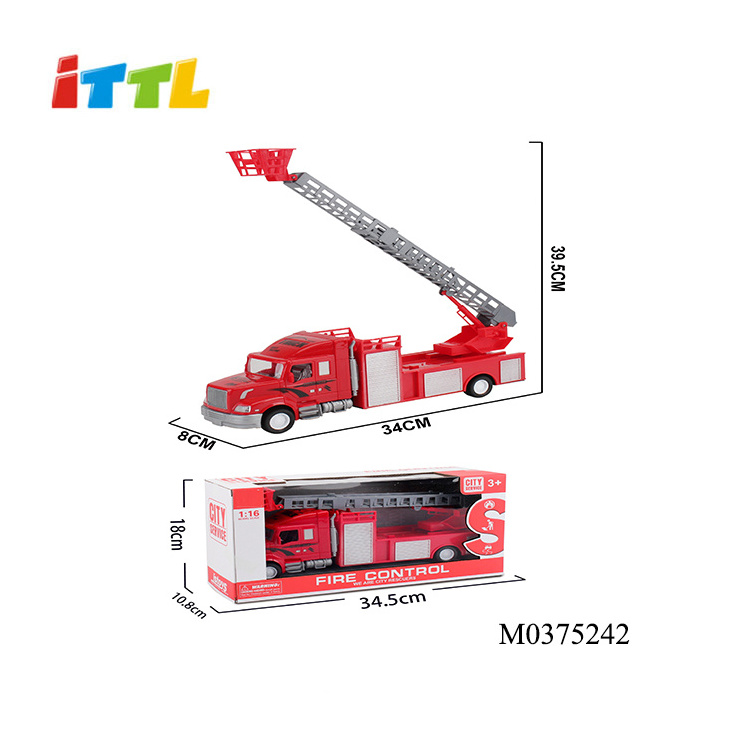 Friction Powered Car Fire Engine Truck with Water Pump 1/16 Scale Car Fire Truck Toy for Boys