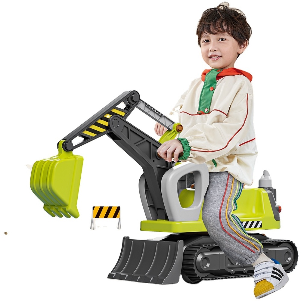 ITTL Wholesale Electric Baby Engineer Vehicle Car Battery Operated Sliding Excavator Kids Ride On Toys Truck With Trailer