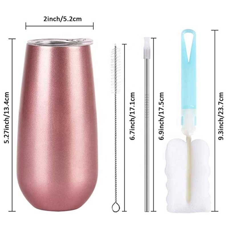 Custom Logo Double Wall Tumbler Stainless Steel 6oz champagne flute tumbler cup