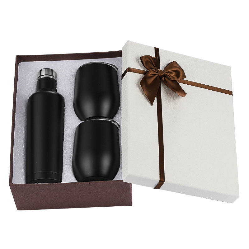 Factory Wholesale 500ml Wine bottle tumbler Gift Set Stainless Steel Wine Bottle Wine Cup Set With Gift Box