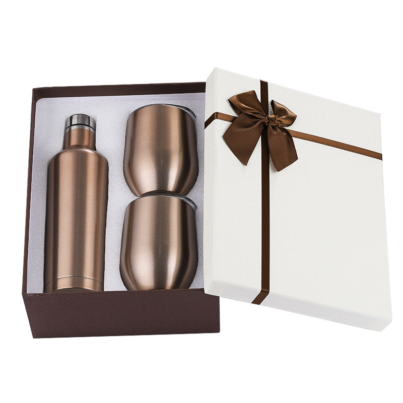 Factory Wholesale 500ml Wine bottle tumbler Gift Set Stainless Steel Wine Bottle Wine Cup Set With Gift Box