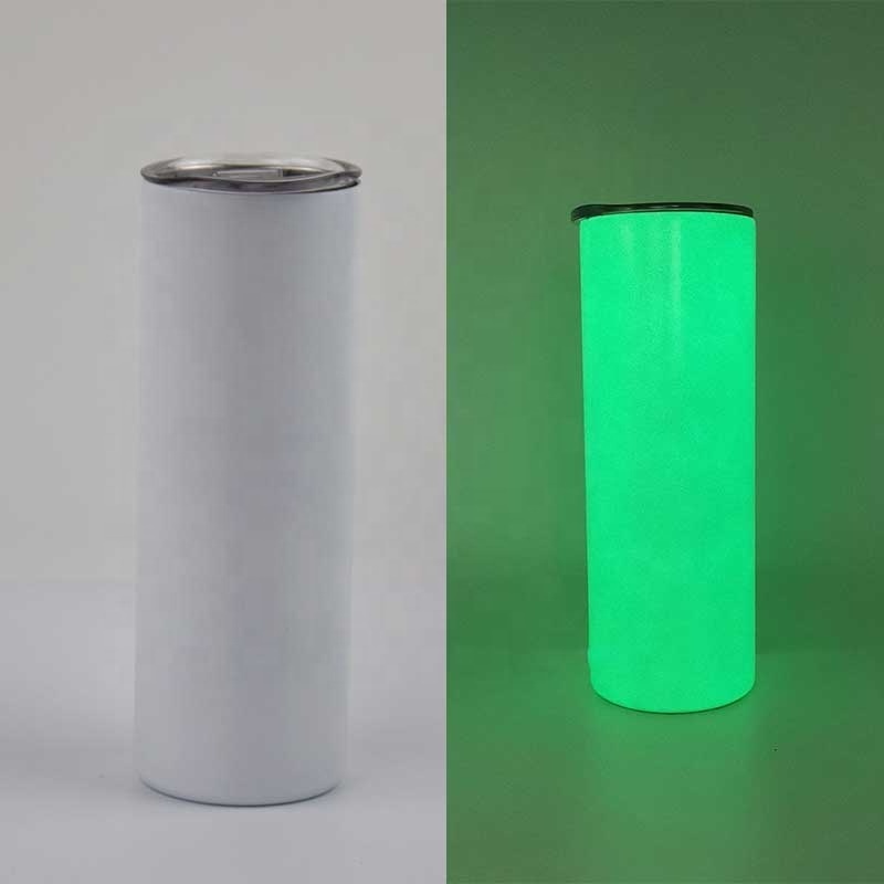 Christmas 20oz glow in the dark tumbler double wall blank sublimation vacuum straight tumbler with lid and straw