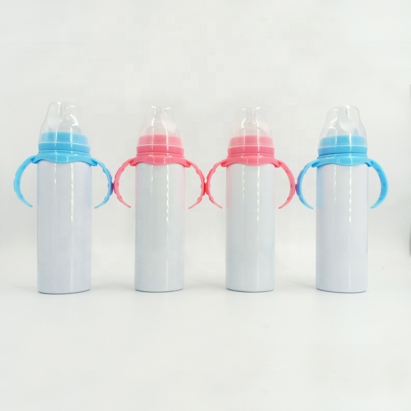 8oz Stainless Steel sippy cup baby feeding water bottle sublimation blanks baby hot water bottle with handle for kids