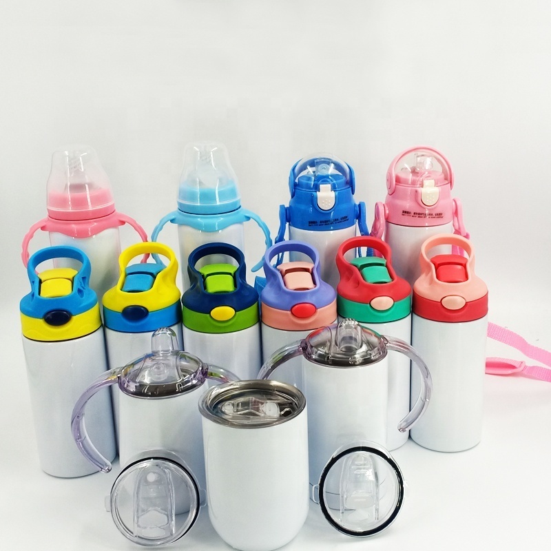 8oz Stainless Steel sippy cup baby feeding water bottle sublimation blanks baby hot water bottle with handle for kids