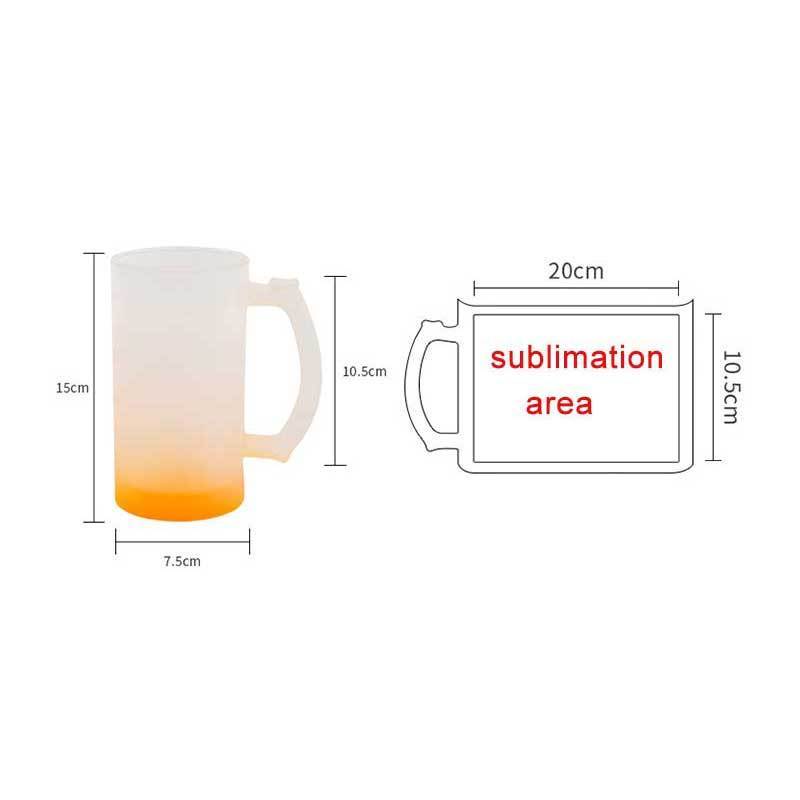 Wholesale Custom 16oz  Colorful Frosted Cup Sublimation Glass Beer Mug With Handle