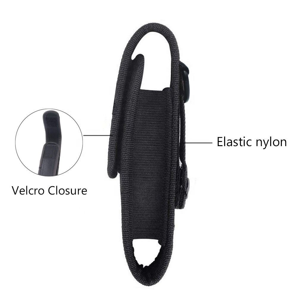 Heavy Duty Nylon Belt Pouch Carry Case with 360 Degree Rotatable Clip for Handheld LED Flashlights, Batons, Tactical Torches