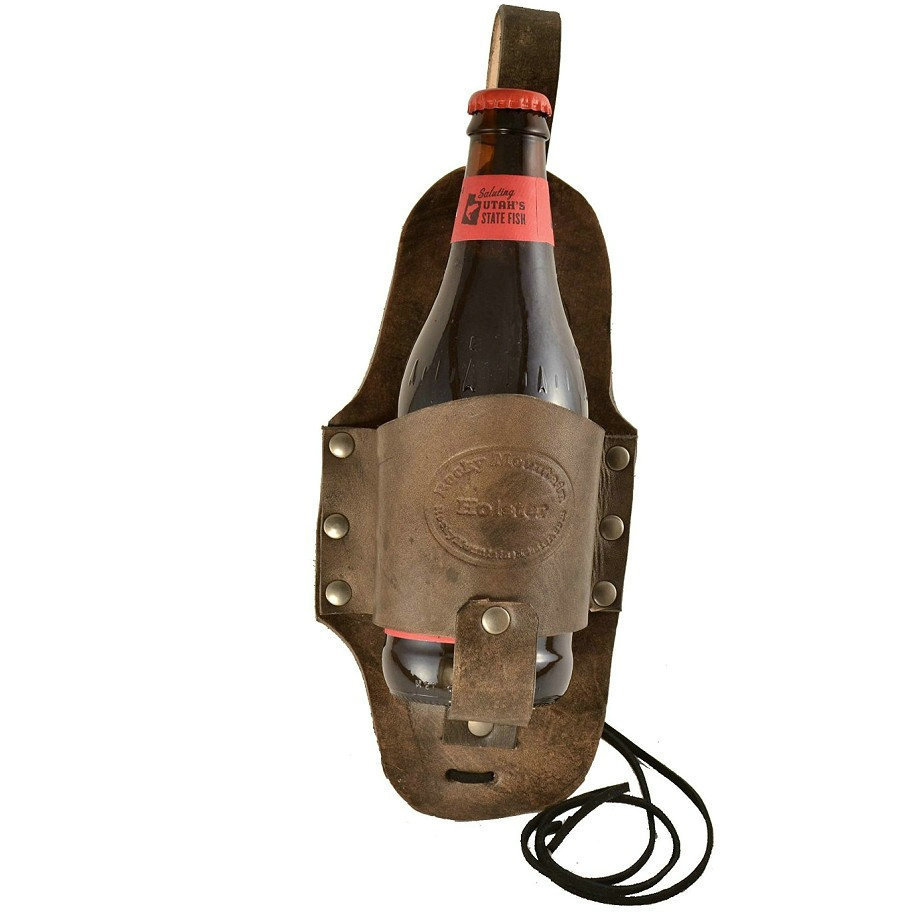 Leather Beer Holder, Leather Beer Holster, Leather Drink Holster