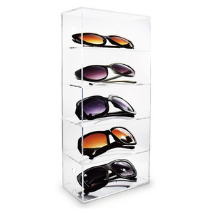 Wall Mounted Acrylic Eyewear Display 5 Shelf Sunglasses Eyewear Display Sunglasses Holder For Wall