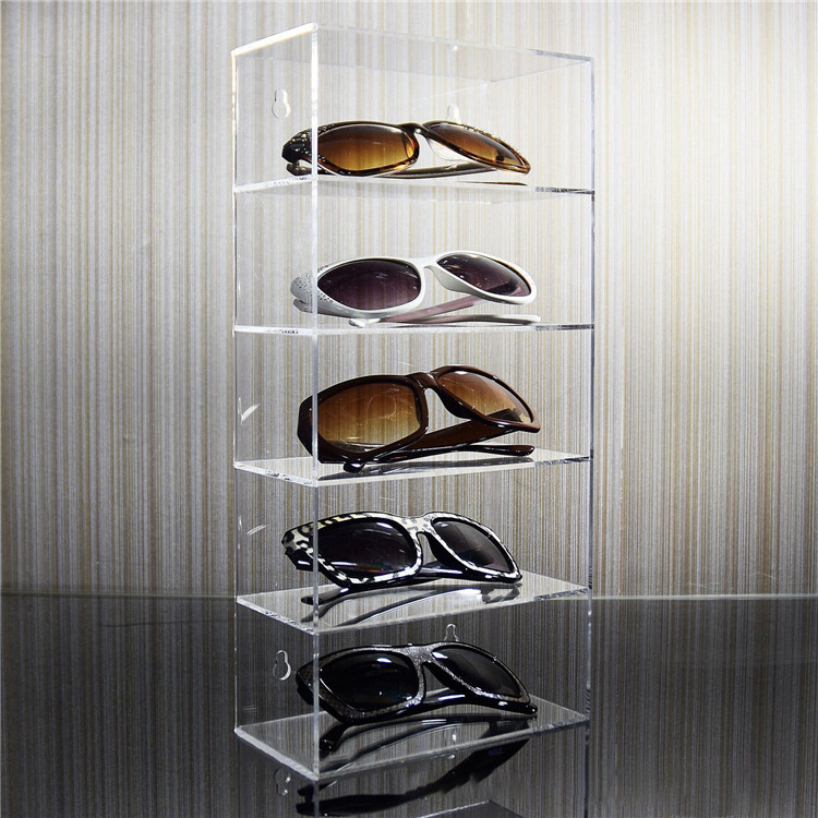 Wall Mounted Acrylic Eyewear Display 5 Shelf Sunglasses Eyewear Display Sunglasses Holder For Wall