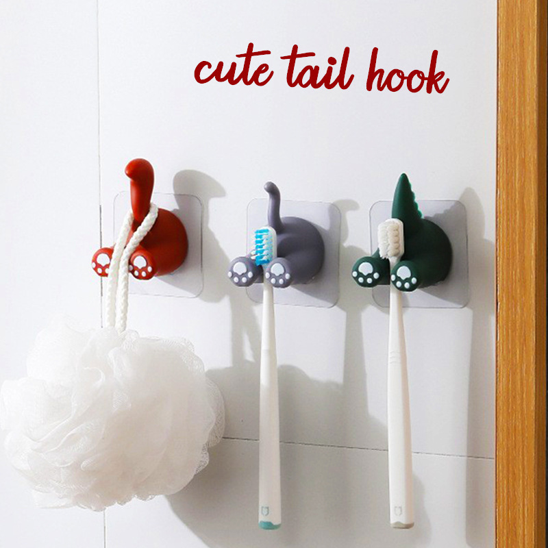 New Cute Animal Wall Hook Home Decor Bathroom Tower Hanger Hook Toothbrush Holder Keys Bags Coat Hanger Hook Organizer Rack