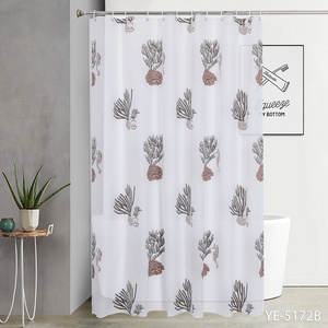 Luxury Cat Printed Hook Set Bathroom Peva Custom Bath Shower Curtain Liner