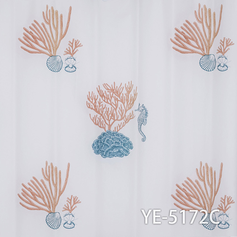 Luxury Cat Printed Hook Set Bathroom Peva Custom Bath Shower Curtain Liner