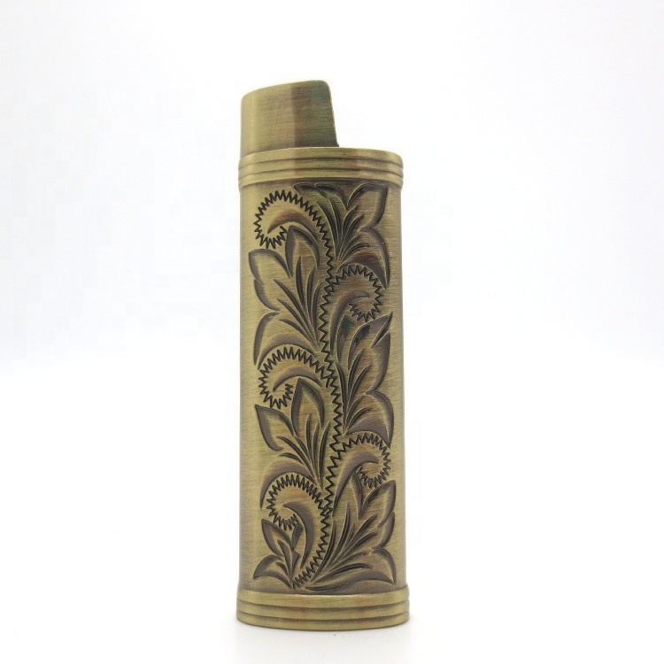 Brass gold color custom lighter case, metal lighter case sleeve