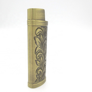 Brass gold color custom lighter case, metal lighter case sleeve