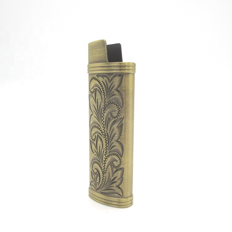 Brass gold color custom lighter case, metal lighter case sleeve