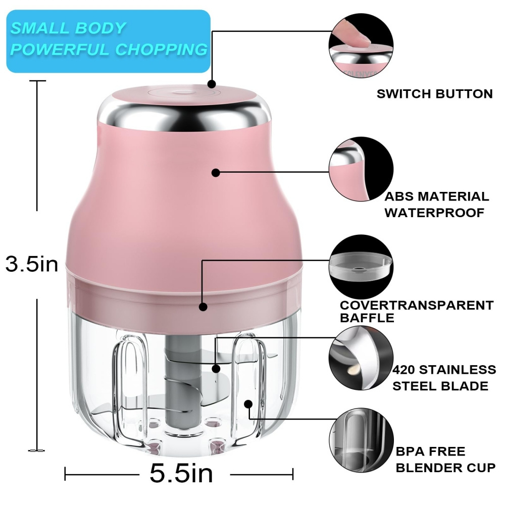 150ml Electric Garlic Chopper Wireless Mini Masher Press Chopper Smart Vegetable Tools for Chopping Home and Kitchen Gadgets