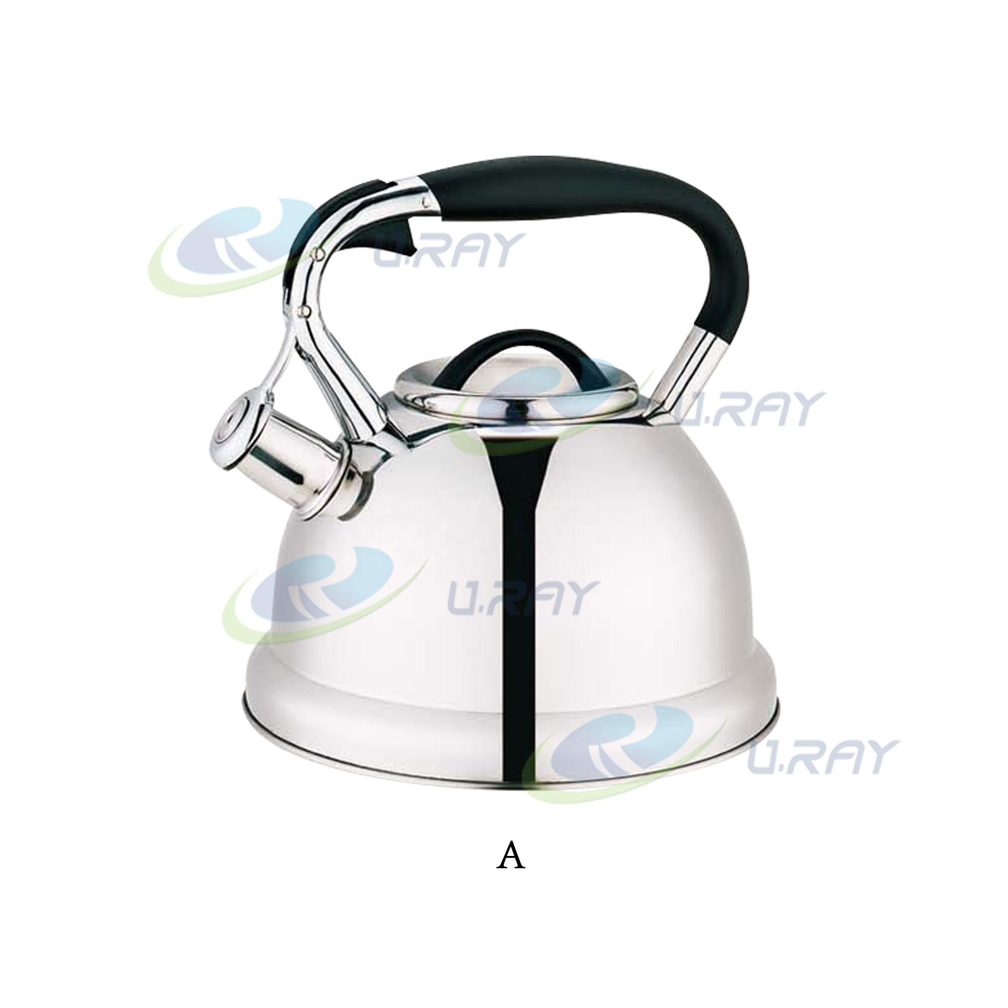 3.0L zinc-base alloy semi-automatic handle starting whistling kettle teapot with painting