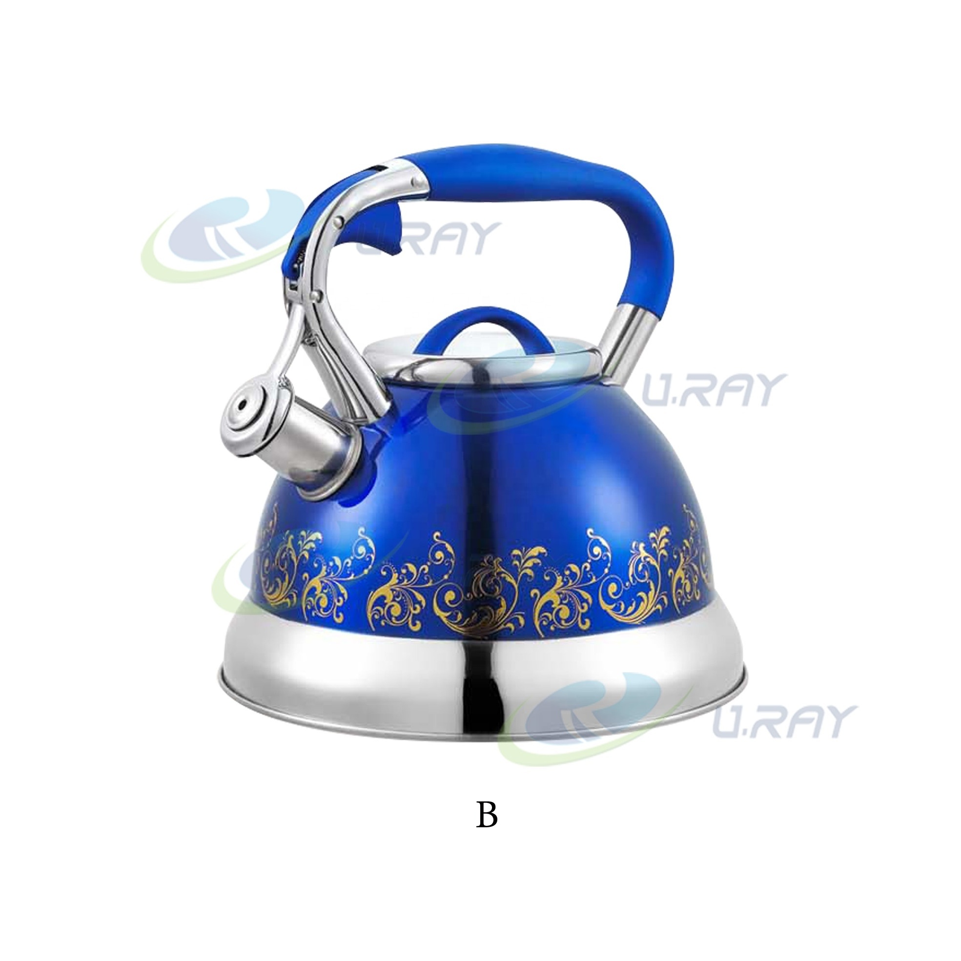 3.0L zinc-base alloy semi-automatic handle starting whistling kettle teapot with painting