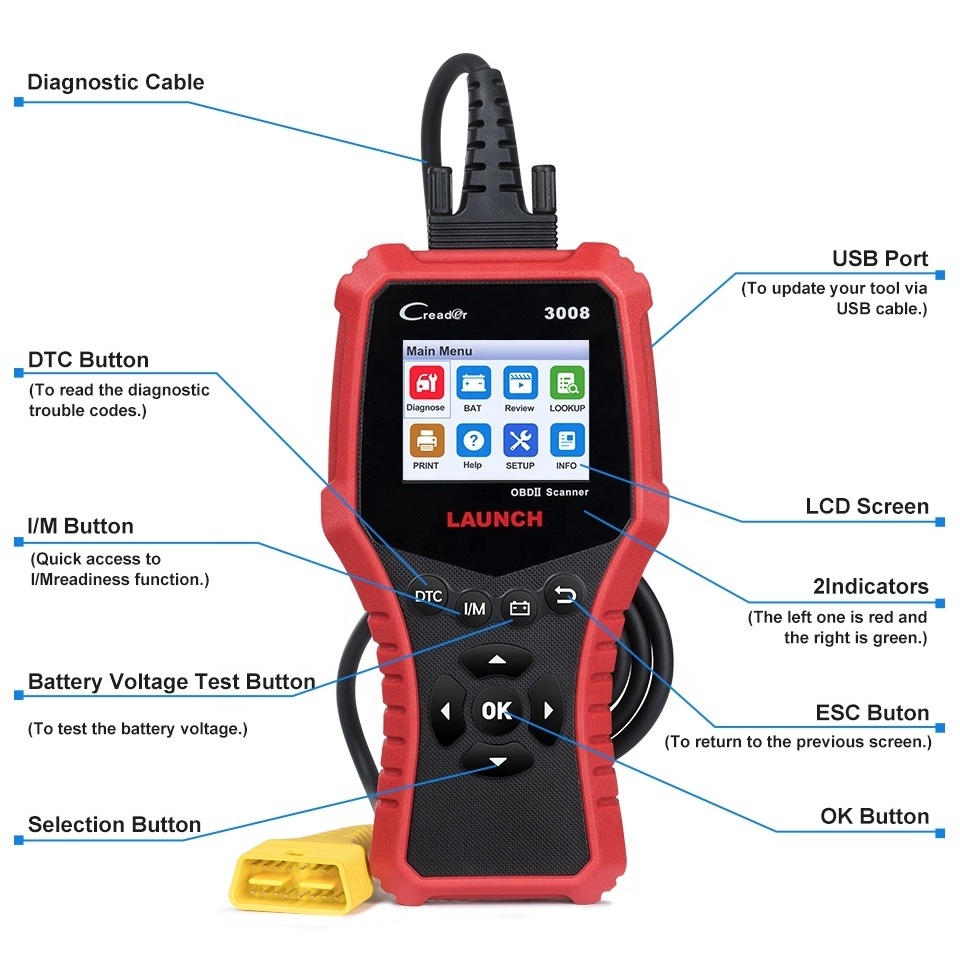 For Launch Cr3008 Obd Ii Code Reader Scanner update online Creader 3008 Obd 2 Car Diagnostic Tool  Code Reader Battery Tester