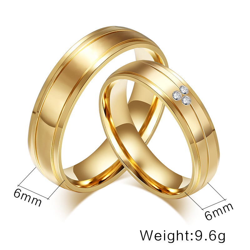 Fashion 18K Gold Stainless Steel Finger Engagement Wedding Couple Ring Wholesale