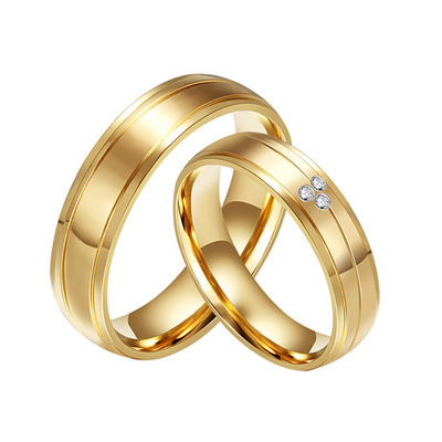 Fashion 18K Gold Stainless Steel Finger Engagement Wedding Couple Ring Wholesale