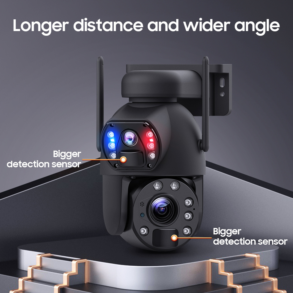 Two-way Audio Built-in Mic & Speaker Human Detection 6MP Wifi Dual Lens Dual View Laser IR 20X Zoom Solar Powered Outdoor Camera