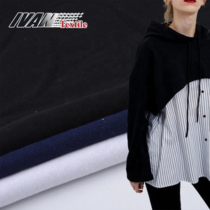 Hot sale knit plain CVC one side brushed fleece polyester cotton fabric for sweatshirt