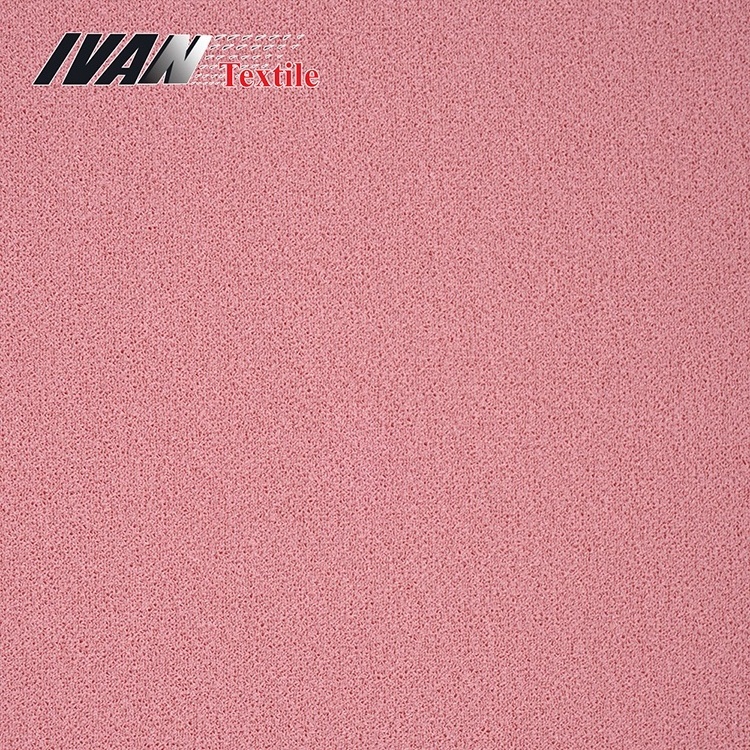 New Arrival China Manufacturer Knitting Pink Dyed Polyester Elastane Spandex Scuba Crepe Material Fabric for Dress