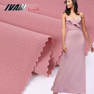 New Arrival China Manufacturer Knitting Pink Dyed Polyester Elastane Spandex Scuba Crepe Material Fabric for Dress