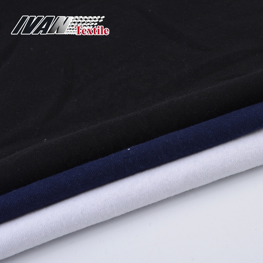 Hot sale knit plain CVC one side brushed fleece polyester cotton fabric for sweatshirt