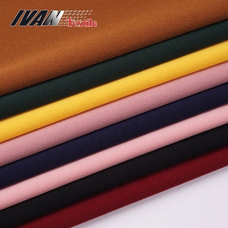 New Arrival China Manufacturer Knitting Pink Dyed Polyester Elastane Spandex Scuba Crepe Material Fabric for Dress