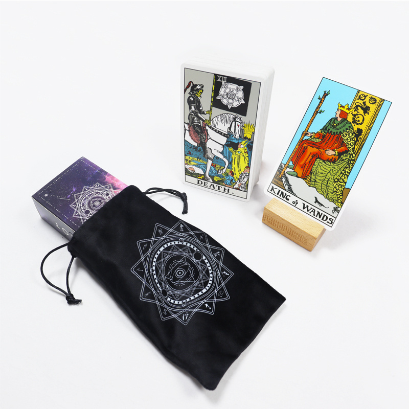 OEM custom printed purple classical rider tarot cards with black bag printing make premium horoscope tarot card